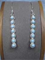 Sterling Silver Tested W/Turquoise Dangle Earrings