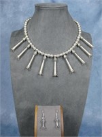 Sterling Silver Tested N/A Necklace W/Earrings