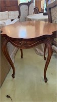 French country style wood end table 27 w, 26.5 t