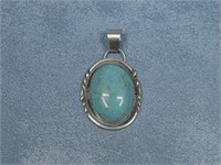 N/A Sterling Silver Turquoise Pendant Signed RLC