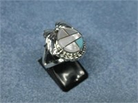 Sterling Silver M.O.P. Inlay Ring Hallmarked JY