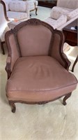 Vintage French provincial Louis XV brown leather