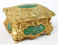 Antique Gilded Casket Jewelry Box With Medallions