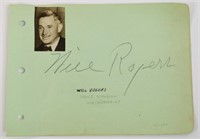 Will Rogers Signed Autograph Book Page