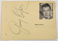 Gary Cooper Signed Autograph Book Page