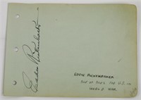Eddie Rickenbacker Signed Autograph Book Page