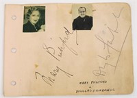 Mary Pickford & Douglas Fairbanks Signed Page