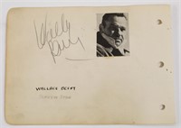 Wallace Beery Signed Autograph Book Page