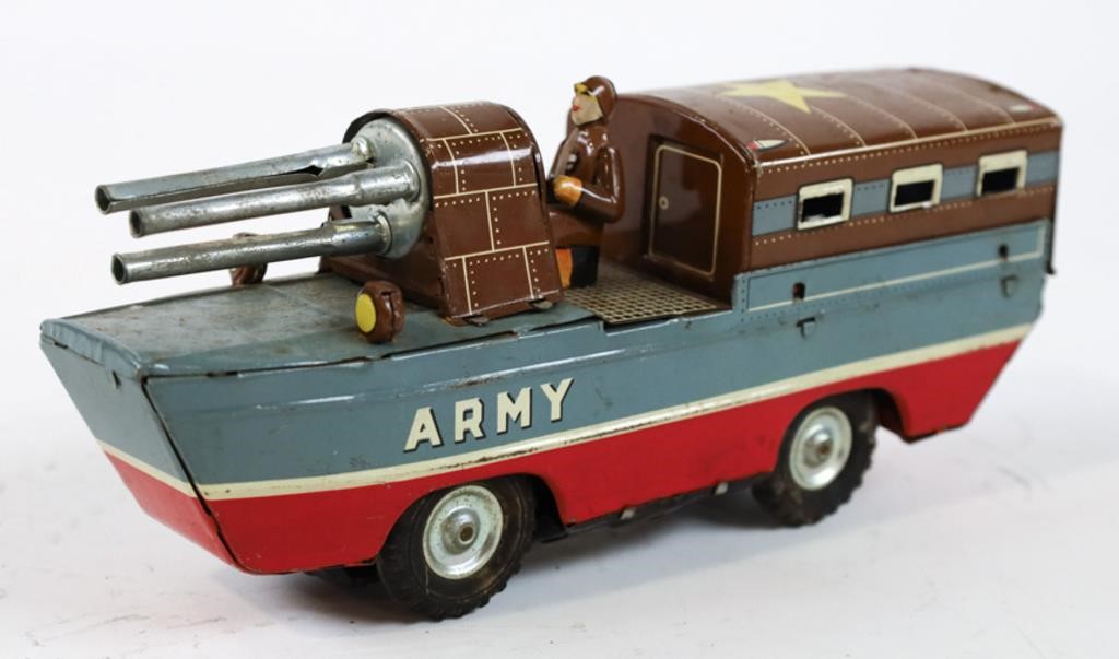 Vintage Japan Tin Litho Friction Military Vehicle