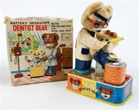 Vintage Japan Battery Operated Denist Bear In Box