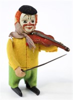 Vintage German Schuco Wind-Up Clown With Violin