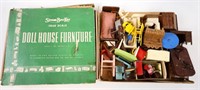 Box Of Vintage Dollhouse Furniture & Accessories