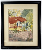 Hermine M. Roberts Summer Cottage Watercolor