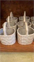 6 Vintage Clay Pottery Basket Glazed Finish