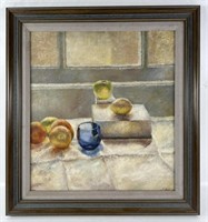 Signed "Fruit Still Life" Oil On Canvas Painting