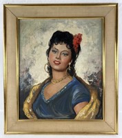 Signed "Gypsy Portrait" Oil On Canvas Painting