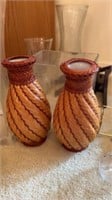 Wicker vase with ceramic vase inside, florals,