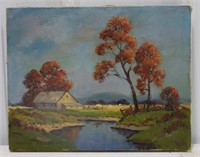 Ernest Fredericks "Autumn Farm Landscape" Painting