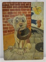 1934 Ged Grey "Dog Has No Bananas" Oil On Board