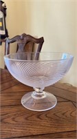 Cut Crystal Swirl Pedestal Serving Bowl 9.25 in