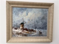 Holner Oil painting, windmill Dutch 22 1/2 x 19