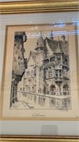 Colmar pen and ink drawing 1939 torn edge artist