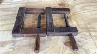 Antique Pair Of Wood Clamps 21 in From Top To End