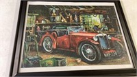 Vintage Car Art Puzzle Framed 25.5x 31.5 in