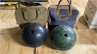 2 Bowling Balls And Bags Brunswick Miller Lite