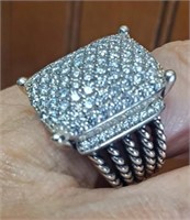 David Yurman .925 Pave Round Diamond Wheaton Ring