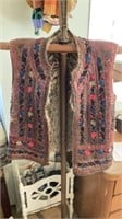 Vintage Armenian Taraz Leather Embroidered Vest