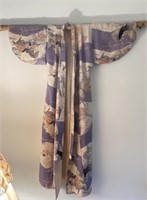 Antique Silk Japanese Kimono Purple Ivory Koi
