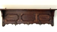 Antique Carved Oak wood shelf with detailed brass