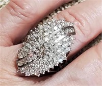 3.35 CTW 14k Diamond Waterfall Cocktail Ring sz 7