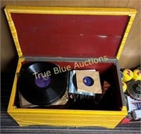 Vinyl Records with Wood Storage Box