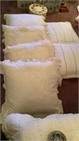 6 Large Linen Covered Pillows 2ft x 2ft 4 Laced 2