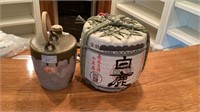 2 Japanese Saki Barrel and Crock Decoration Only