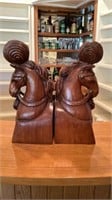 Spanish Wood Carved Bookends 16 1/2 in Tall