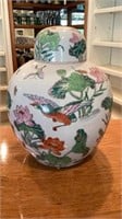 Large Handpainted Chinese Ginger Jar Lilly Pad 12