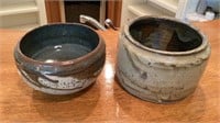 2 Glazed Ceramic Pottery Bowls 4 and 4 1/2 in