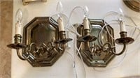 2 English Brass Cast Wall Lamps 8 1/4 x 11 in