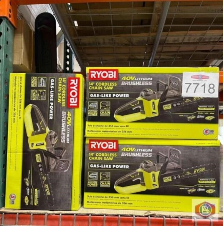 assorted RYOBI 14 in cordless chain saws (Battery