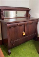 ANTIQUE SIDEBOARD WITH MIRROR