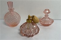 (3) PINK PERFUME BOTTLES