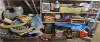 CONTENTS OF SHELF: PAINT SUPPLIES, GARDENING