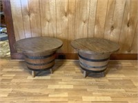 Pair of Vintage Whiskey Barrel End Table