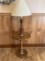 Wooden Side Table Floor Lamp