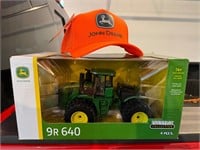 John Deere Hat & John Deere Toy Tractor in Box