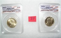 Pair of graded uncirculated Golden Dollar Preseden