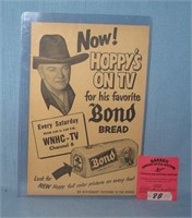 Hop-Along-Cassidy Bond Bread advertising piece